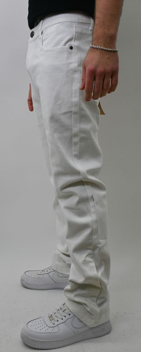 WHITE SLIM JEANS WITH HEM SNAP