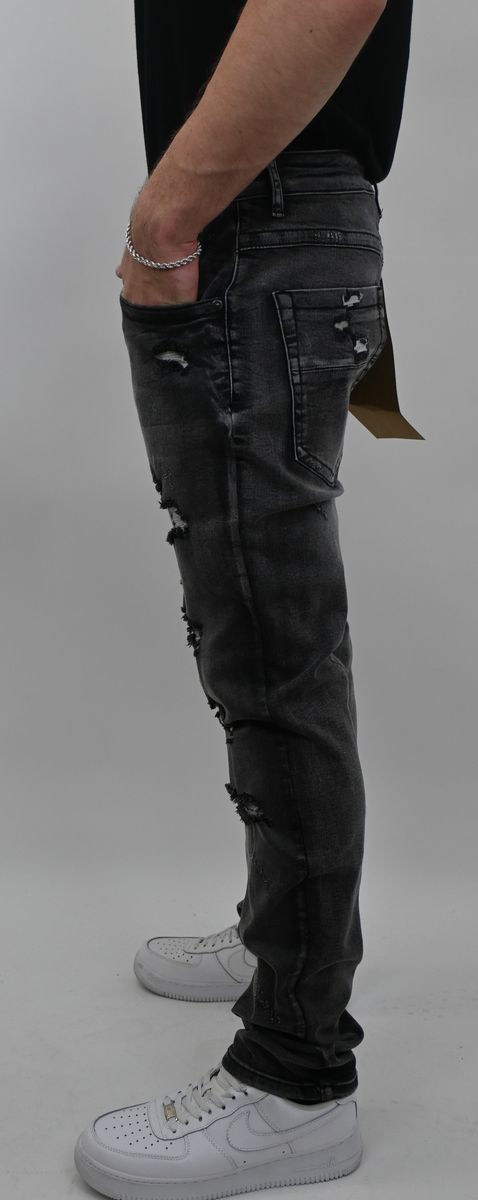 BLACK WASH RIPPED SKINNY JEANS