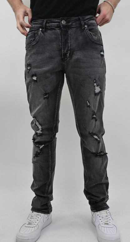 BLACK WASH RIPPED SKINNY JEANS