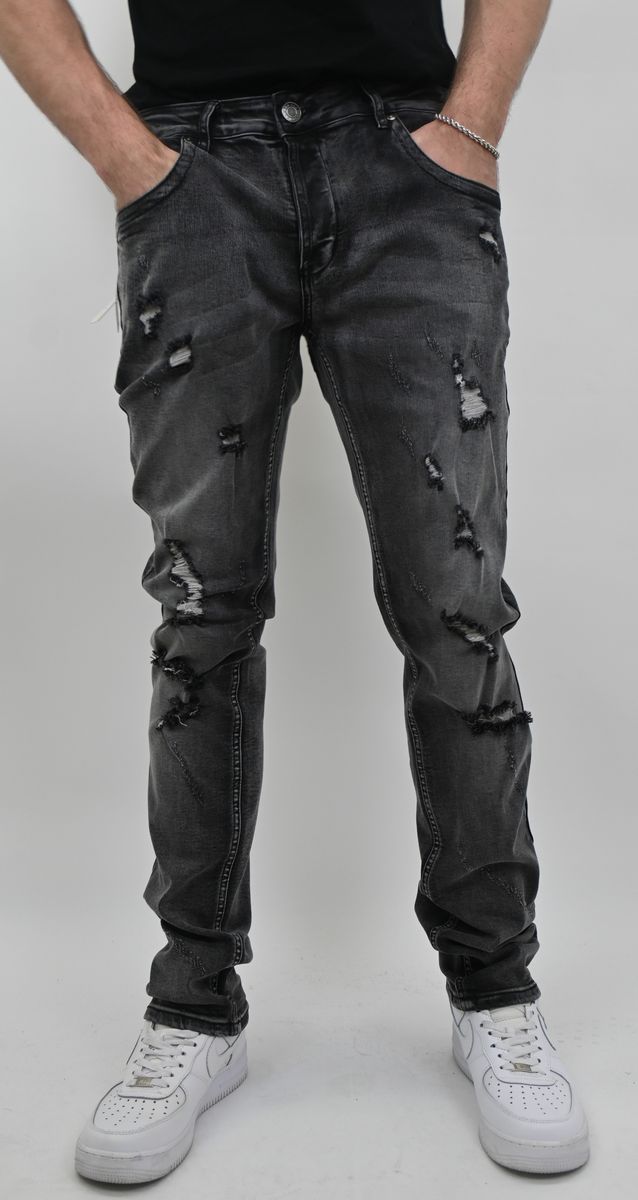BLACK WASH RIPPED SKINNY JEANS
