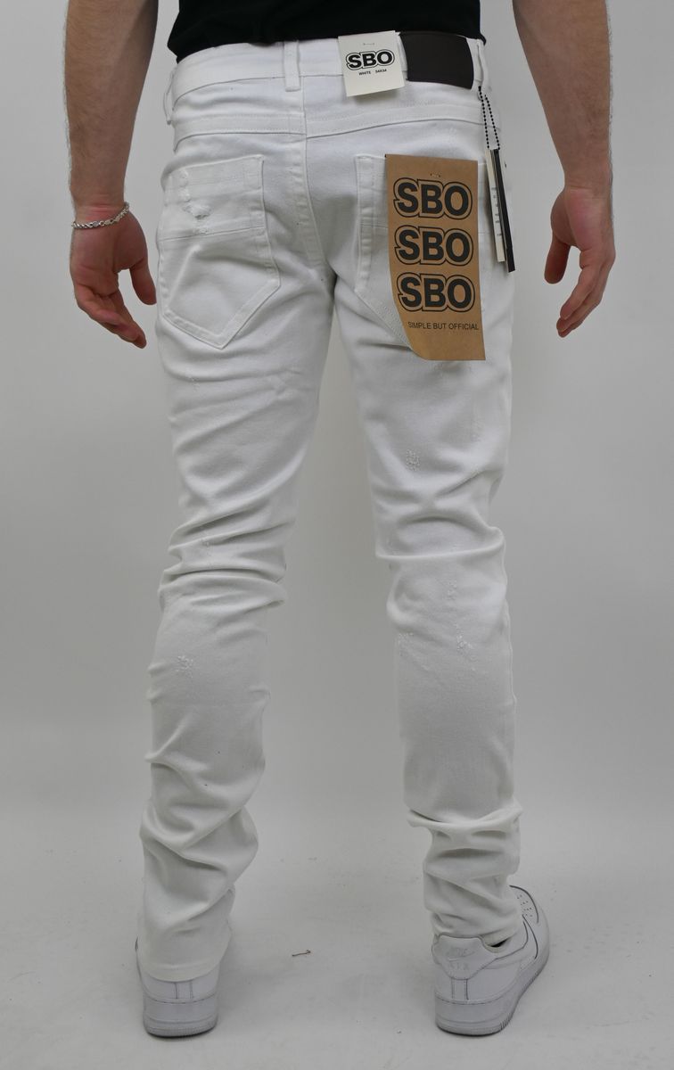 WHITE RIPPED SKINNY JEANS