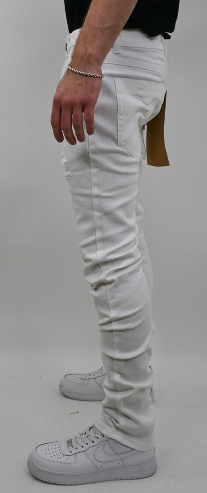 WHITE RIPPED SKINNY JEANS