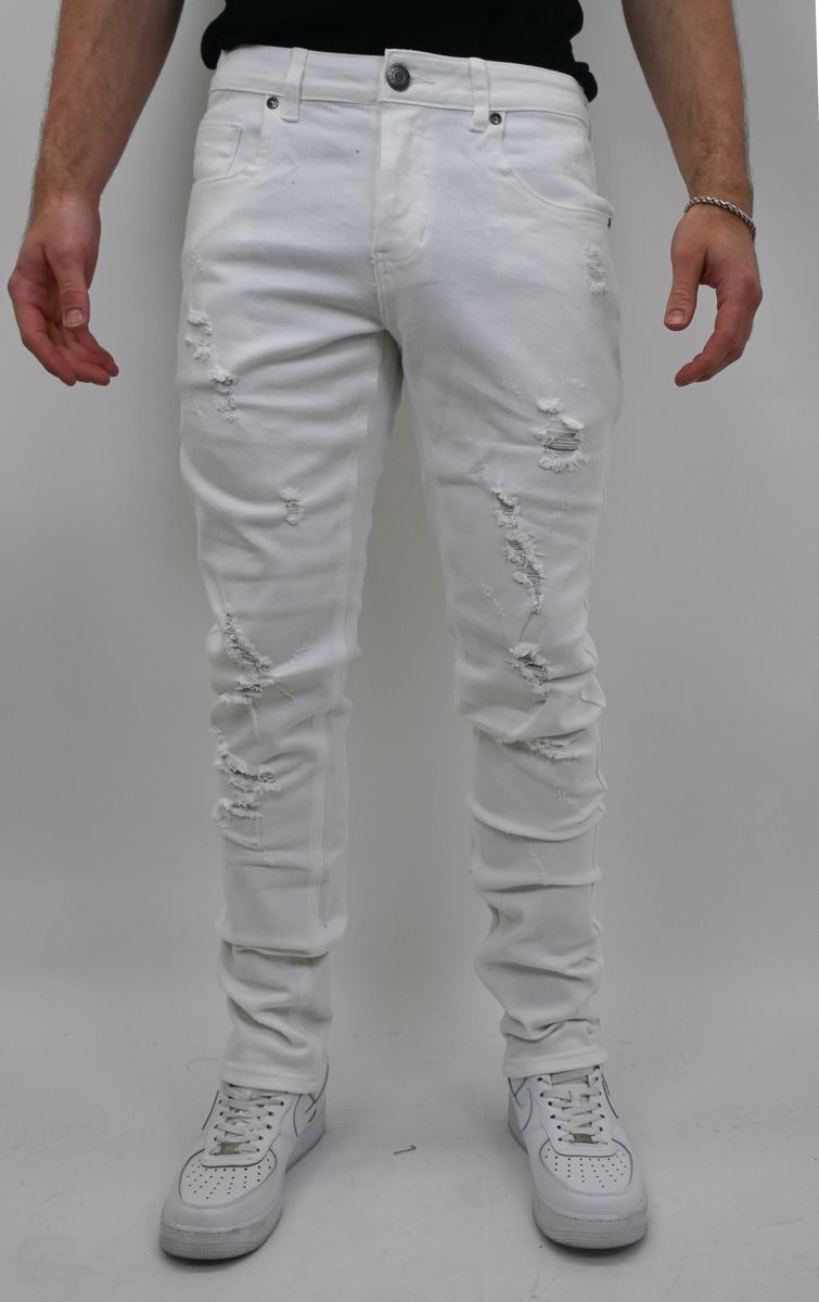 WHITE RIPPED SKINNY JEANS