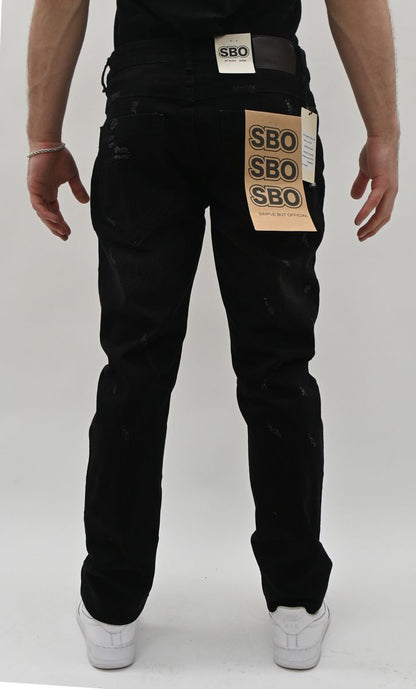 JET BLACK RIPPED SKINNY JEANS