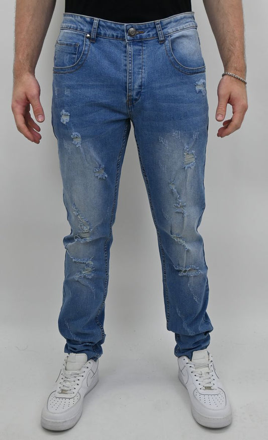 LIGHT BLUE RIPPED SKINNY JEANS