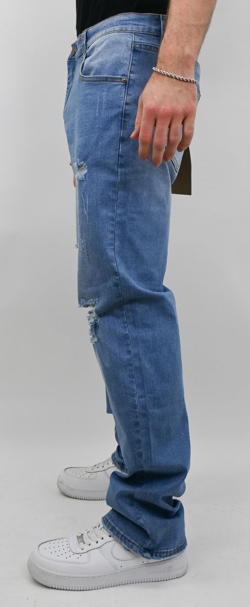 LIGHT BLUE RIPPED SLIM JEANS