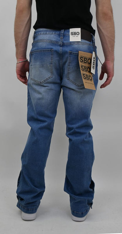 LIGHT BLUE SLIM JEANS WITH HEM SNAP