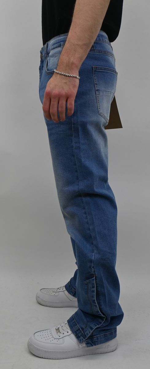 LIGHT BLUE SLIM JEANS WITH HEM SNAP