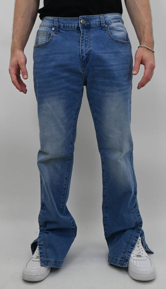 LIGHT BLUE SLIM JEANS WITH HEM SNAP