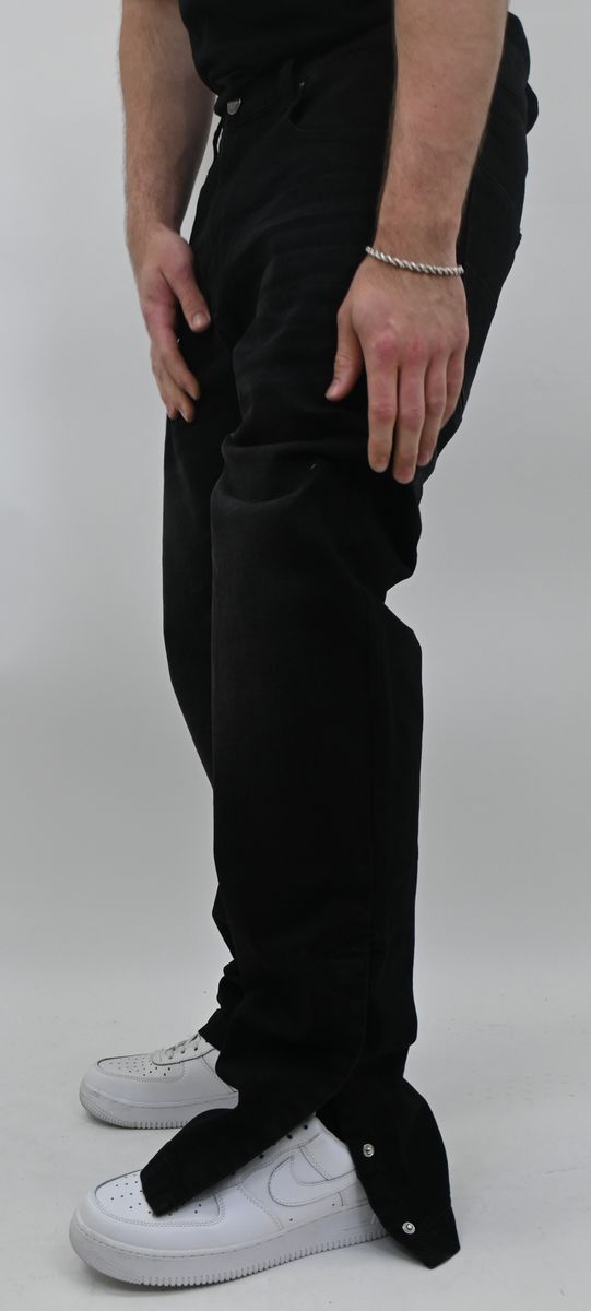 BLACK SLIM JEANS WITH HEM SNAP