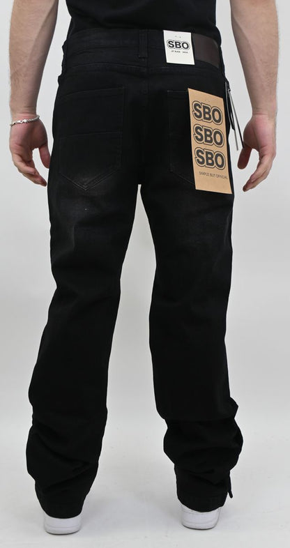 BLACK SLIM JEANS WITH HEM SNAP