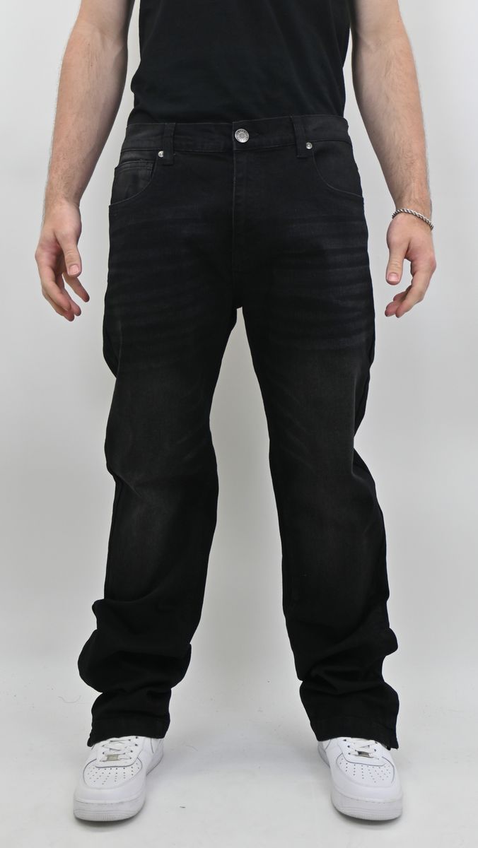 BLACK SLIM JEANS WITH HEM SNAP