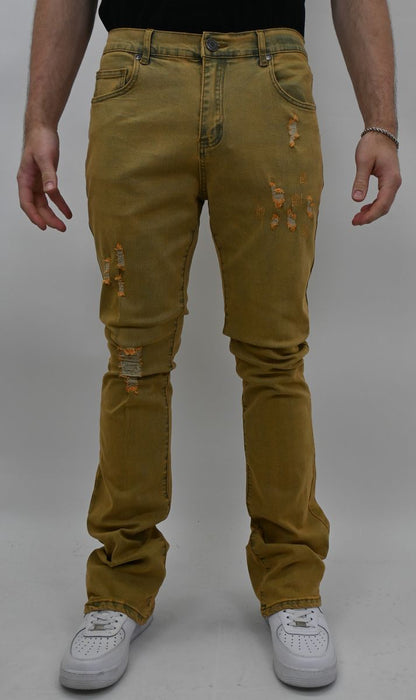 VINTAGE STACKED JEANS WITH RIP AND TEAR