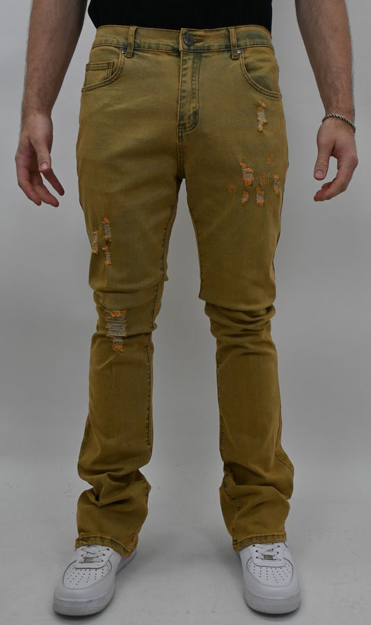 VINTAGE STACKED JEANS WITH RIP AND TEAR