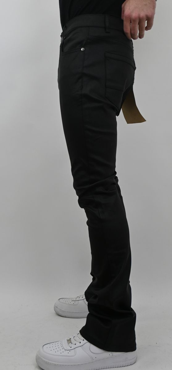 PU FAUX BLACK STACKED JEANS