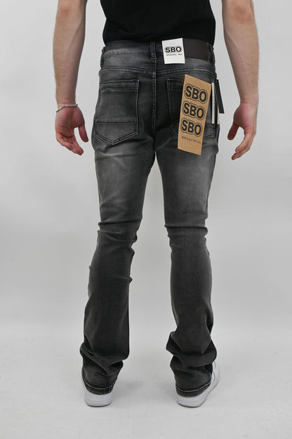 VINTAGE WASH RIPPED STACKED JEANS